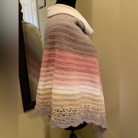 Handcrafted Crocheted Asymmetrical Poncho - Picture 4 of 5